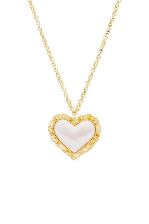 view 2 of 2 COLLAR HEART RUFFLE PENDANT in Pearl