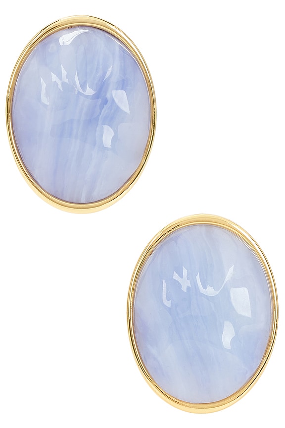 view 1 of 2 REFLECTION BUTTON 귀걸이 in Blue Lace Agate