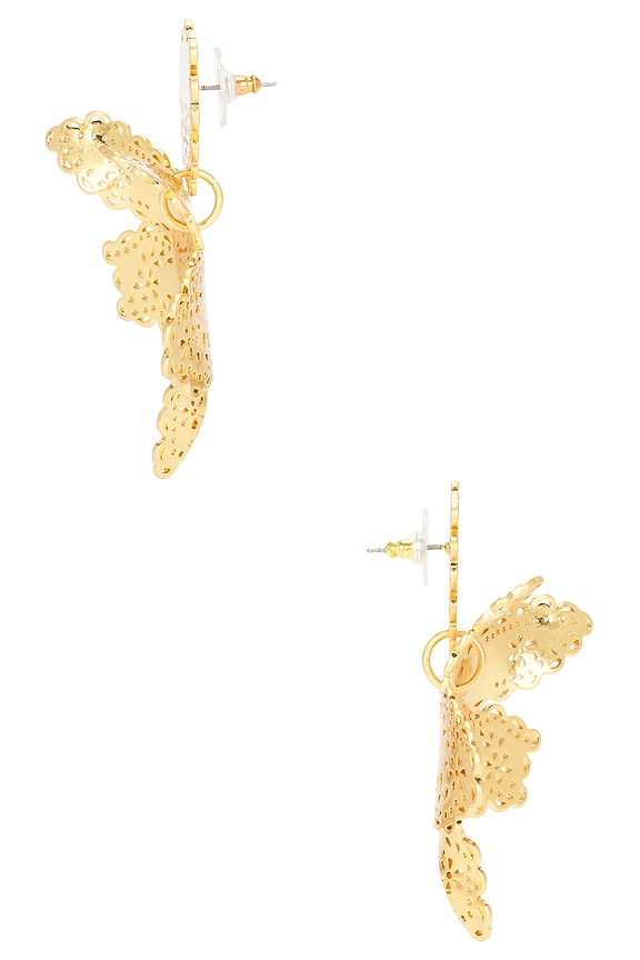 view 2 of 2 Lace Metal Paper Lily Earrings in Gold