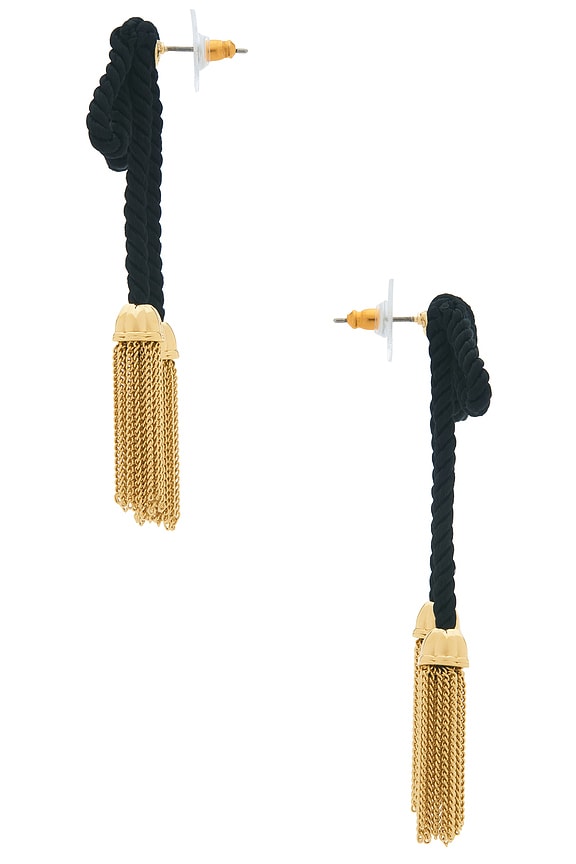 view 2 of 2 Velvet Bow Tassel Earrings in Jet