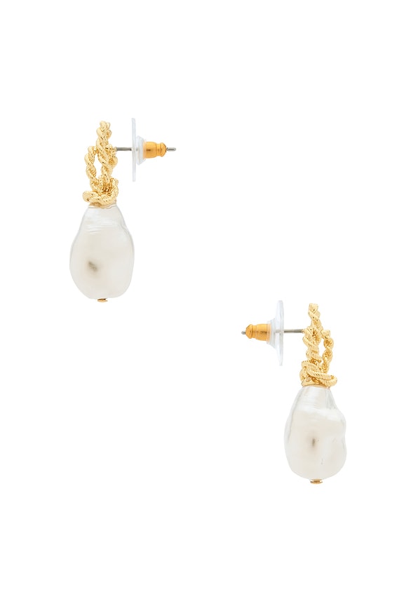 view 2 of 2 Chateau Rope Button Earrings in Pearl