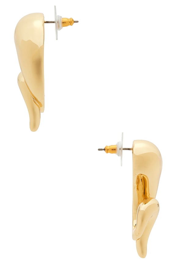 view 2 of 2 PENDIENTES DE TACHUELA TWIRLY BUTTON in Gold