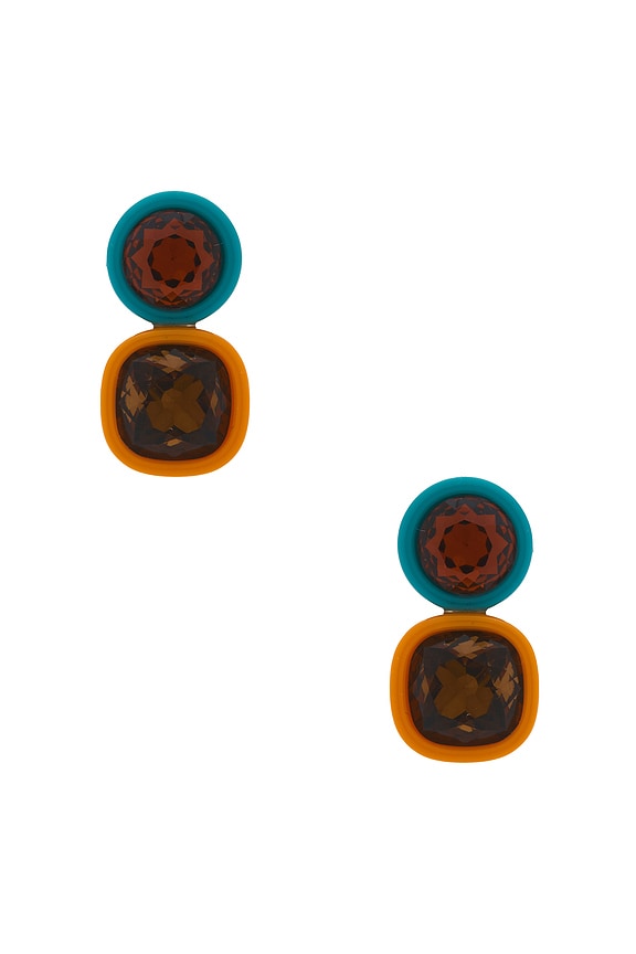 view 1 of 2 PENDIENTES LARGOS GEM DUO in Clementine Turquoise