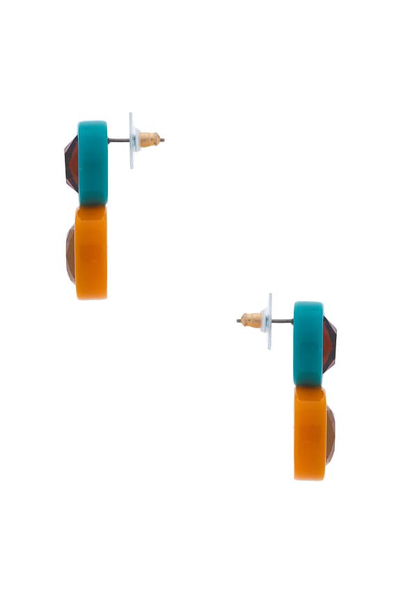 view 2 of 2 PENDIENTES LARGOS GEM DUO in Clementine Turquoise