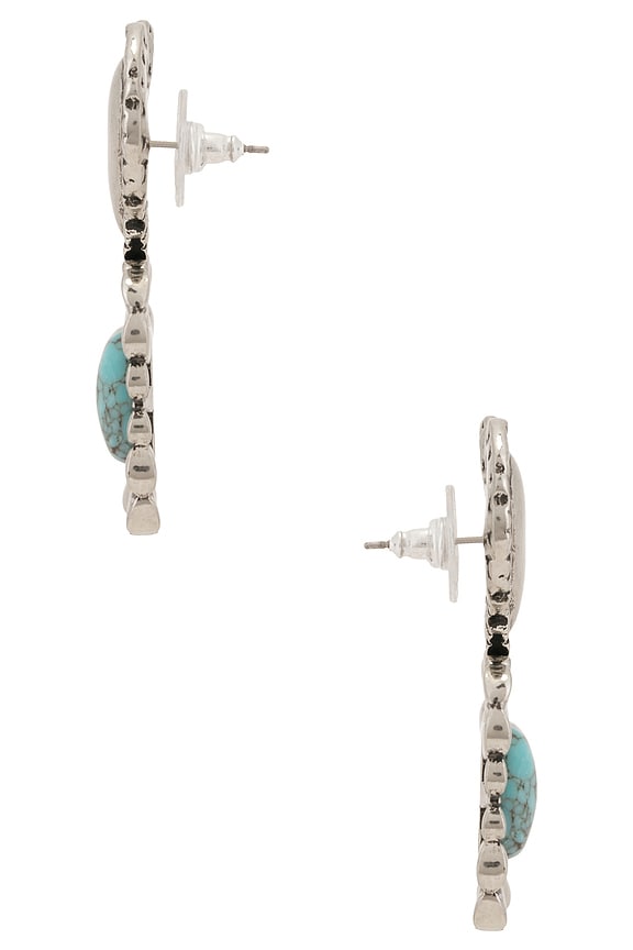 view 2 of 2 Ruffle Heart Stone Earrings in Turquoise