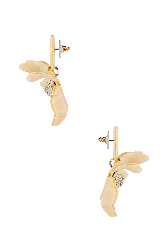 view 2 of 3 Small Crystal Lily Earring in Bone