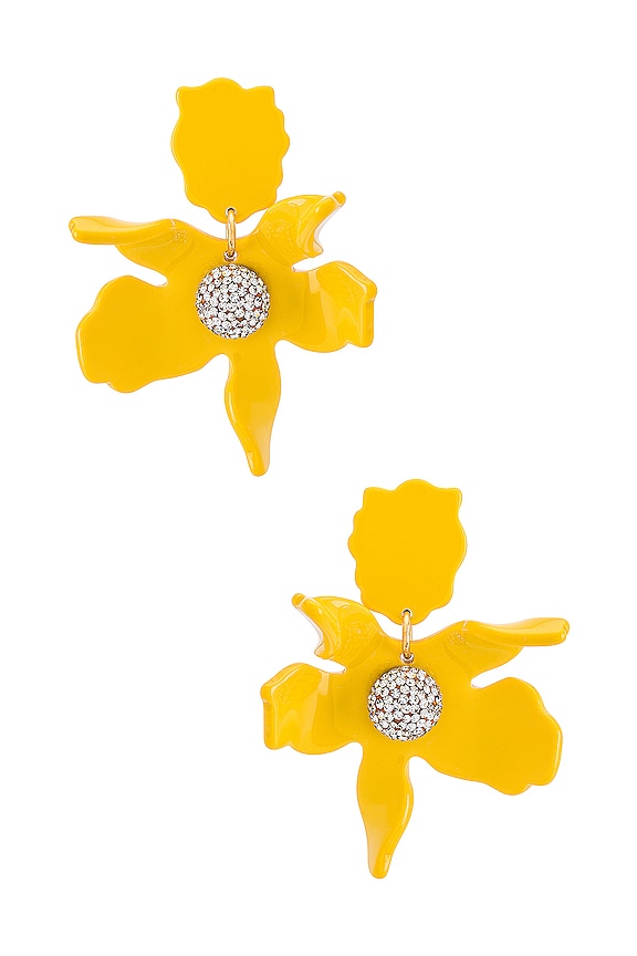 view 2 of 3 Small Crystal Lily Earrings in Sunflower