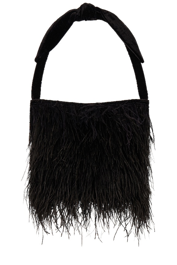 Lele Sadoughi Beatrix Feather Bag in Jet | REVOLVE