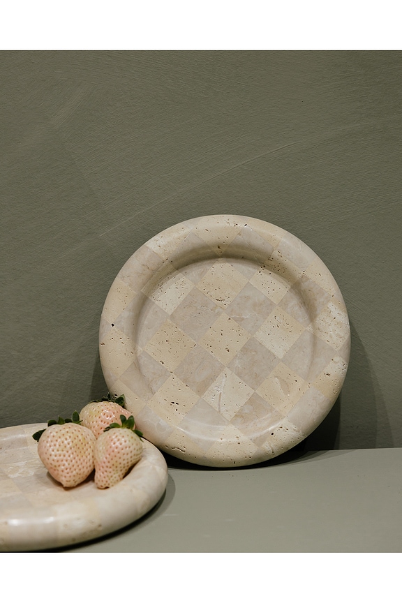 view 2 of 5 Travertine Checkered Tray in 