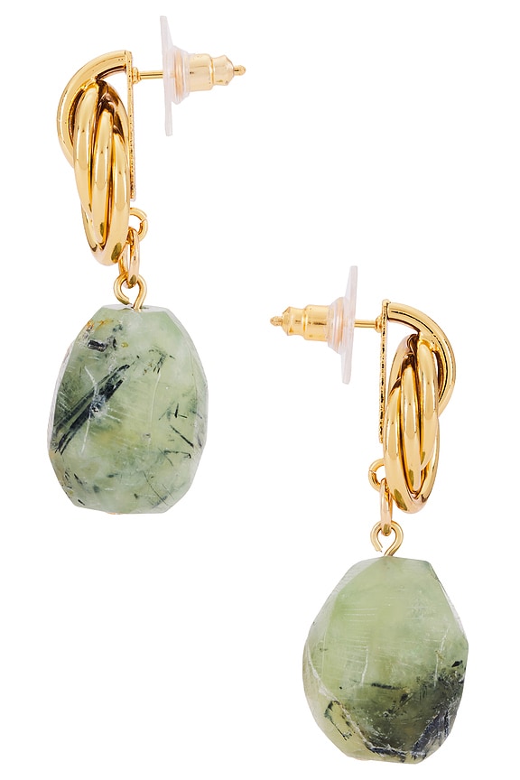 view 2 of 2 Brielle Knot Stone Drop Earrings in Spotted Jade
