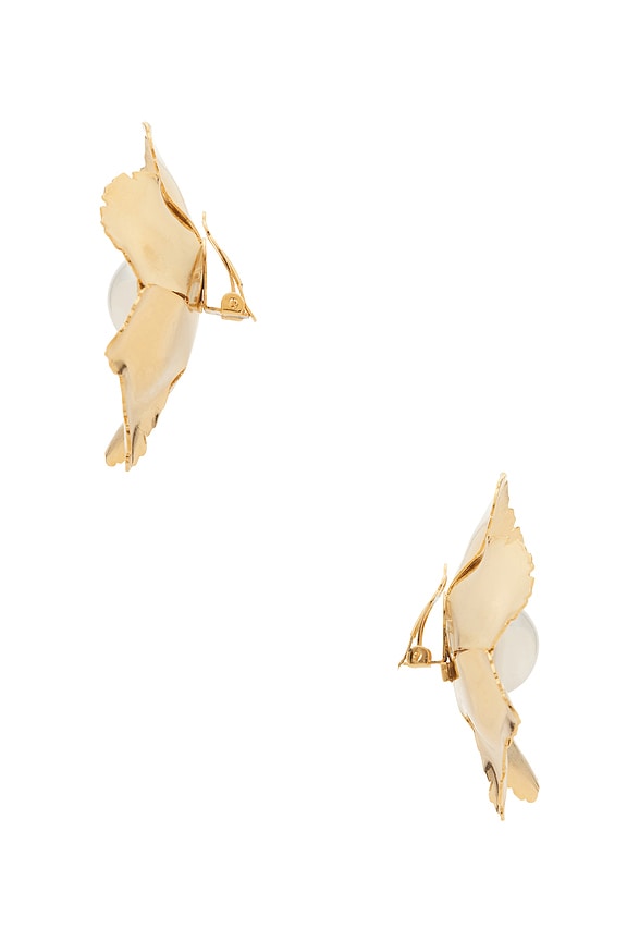 view 2 of 2 Jasmine Floral Pearl Button Earrings in Gold