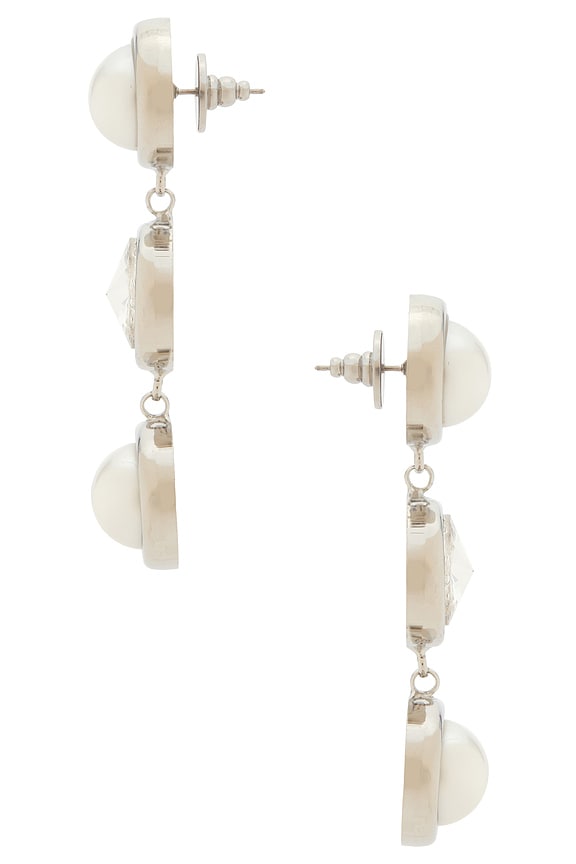 view 2 of 2 Clare Crystal And Pearl Linear Earrings in Silver