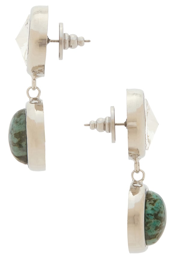 view 2 of 2 Clare Crystal And Stone Drop Earrings in Turquoise & Silver