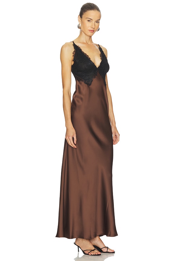 view 2 of 3 Iridia Dress in Chocolate Brown