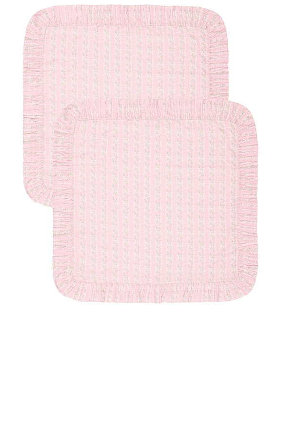 view 1 of 3 Ruffled Euro Pillow in Strawberry Macaroon