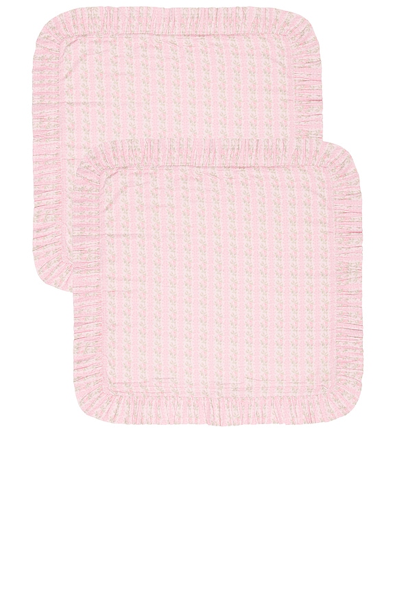 view 2 of 3 Ruffled Euro Pillow in Strawberry Macaroon