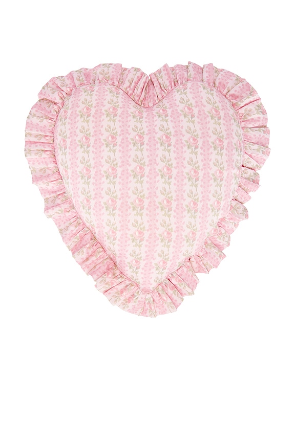 view 1 of 2 Ruffle Heart Pillow in Strawberry Macaroon