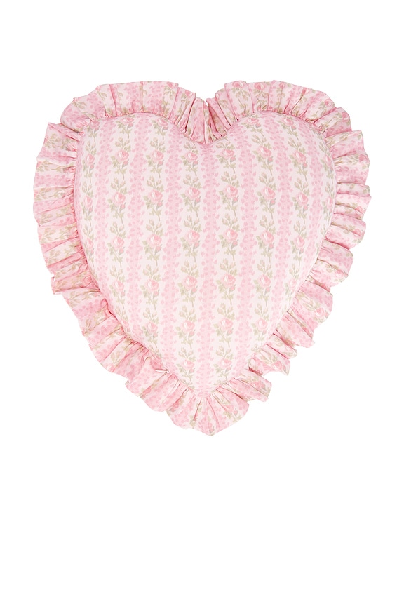 view 2 of 2 Ruffle Heart Pillow in Strawberry Macaroon
