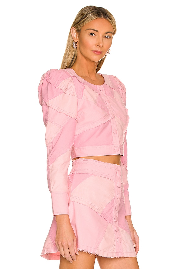 view 2 of 4 Eleora Crop Jacket in Pastel Pink Colorblock