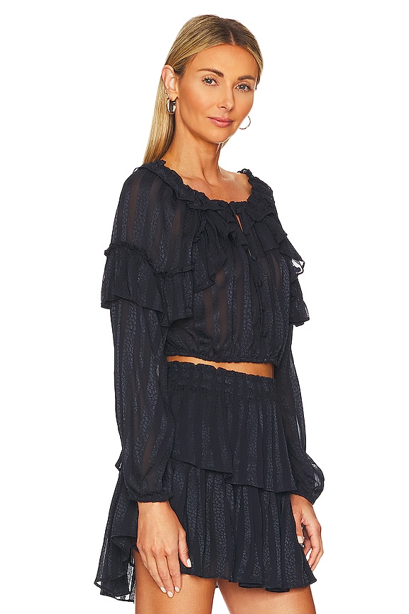 view 2 of 4 Ruffle Popover Top in Midnight