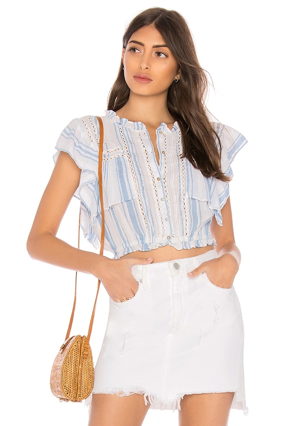 view 1 of 4 Nora Top in Blue & White