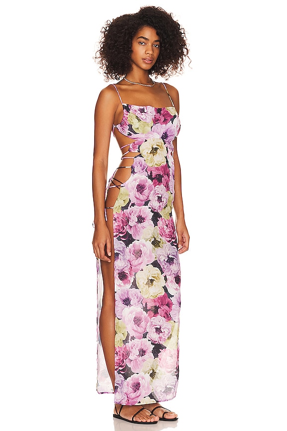 view 2 of 3 the Nikola Maxi Dress in Black Botanical