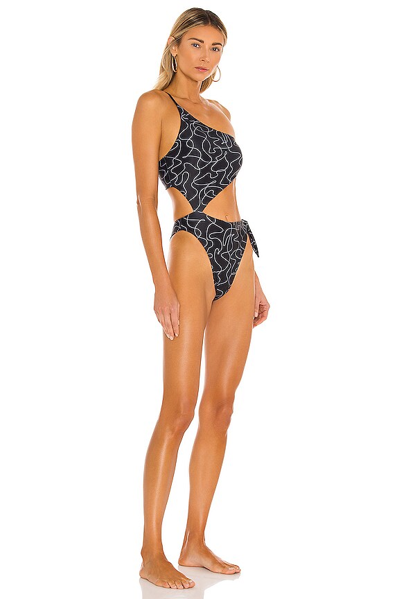 view 2 of 4 MAILLOT DE BAIN 1 PIÈCE NADEGE in Black & White Swirl