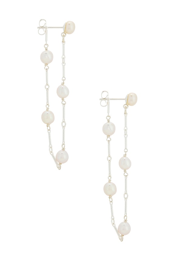 view 2 of 3 Pearl Chain Earring in Sterling Silver