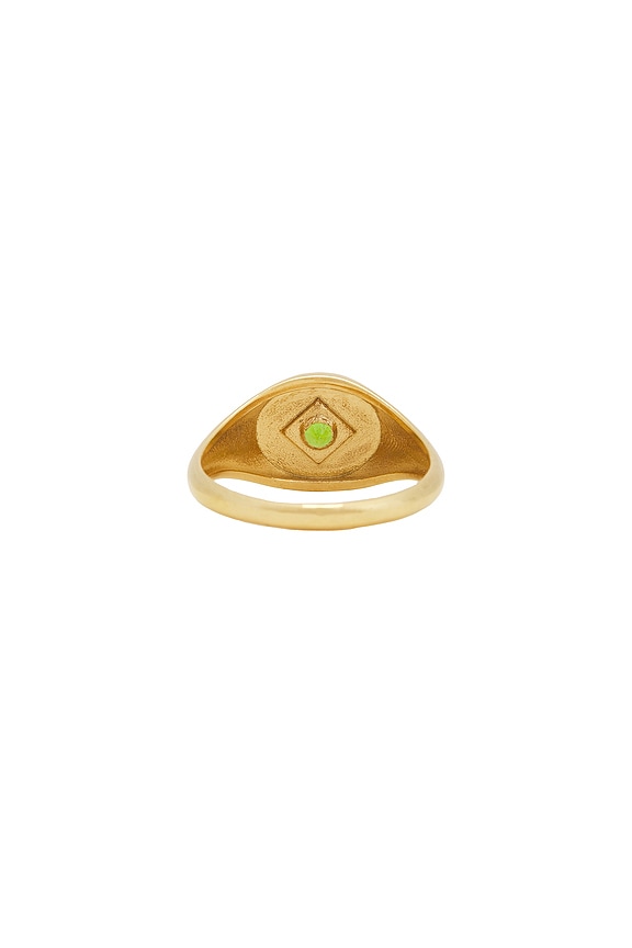 view 2 of 3 Baby Deco Signet Ring in Vermeil & Chrome Dioposide