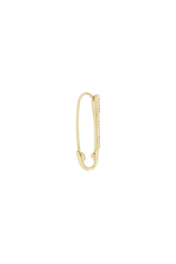 view 2 of 3 Mini Diamond Safety Pin Single Earring in 14k Yellow Gold & Diamond