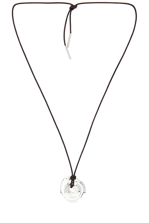 view 1 of 3 Tumbled Shell On Cord in Sterling Silver & Leather