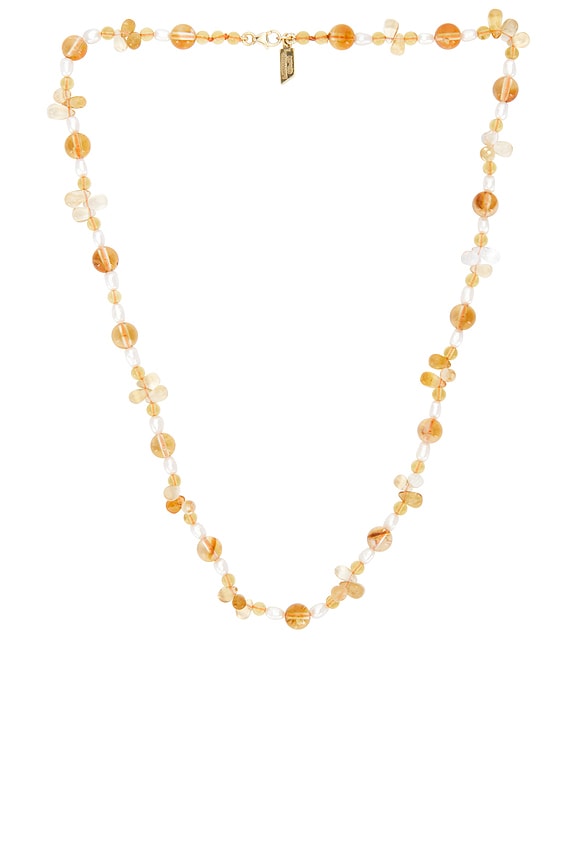 view 1 of 3 COLLIER BELLISSIMO in 14k Yellow Gold, Citrine Beads, Briolettes, & Freshwater Rice Pearls