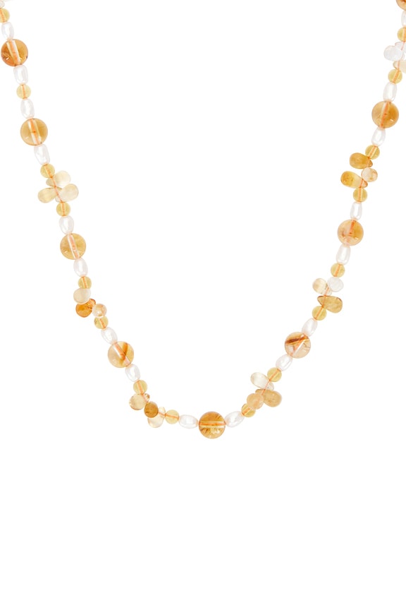 view 2 of 3 COLLIER BELLISSIMO in 14k Yellow Gold, Citrine Beads, Briolettes, & Freshwater Rice Pearls