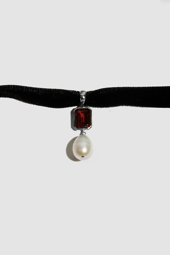 view 2 of 2 COLLIER in Sterling Silver, Garnet, & Freshwater Pearl
