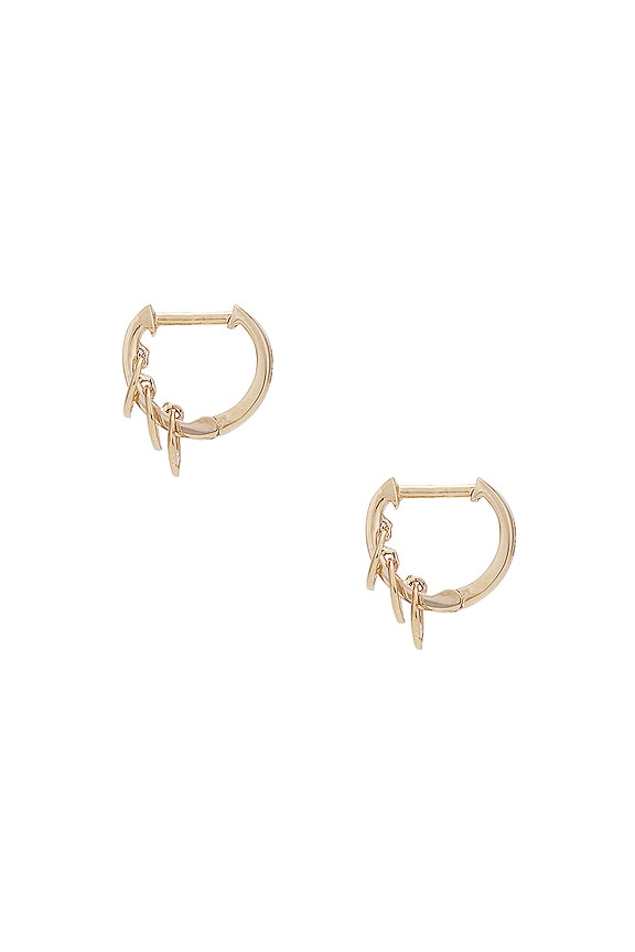 view 2 of 3 Pierced Huggie Earrings in Yellow Gold in 14k Yellow Gold