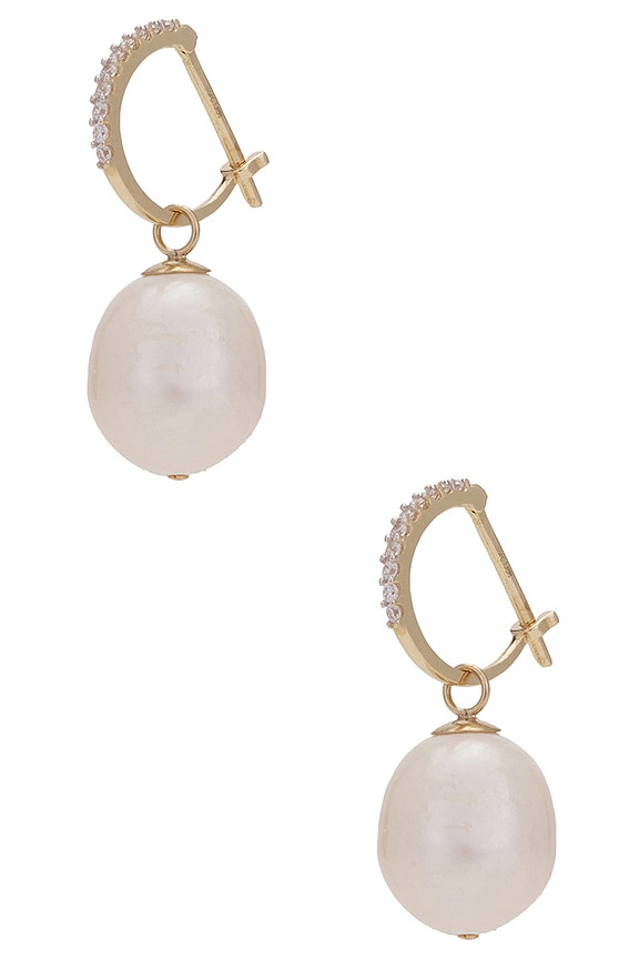 view 2 of 3 Teardrop Huggie Earrings in 14k Yellow Gold