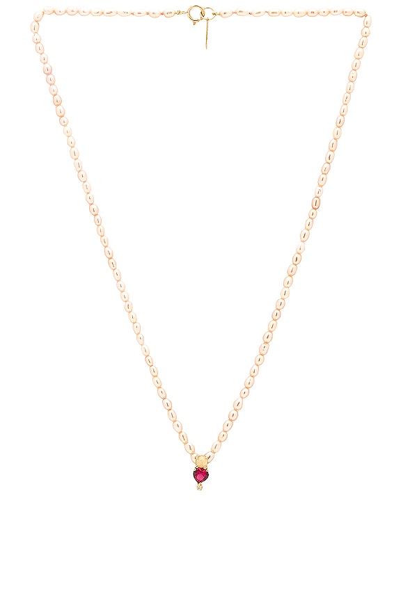 Loren Stewart Mon Chou Pearl Necklace In Pearl & Red 