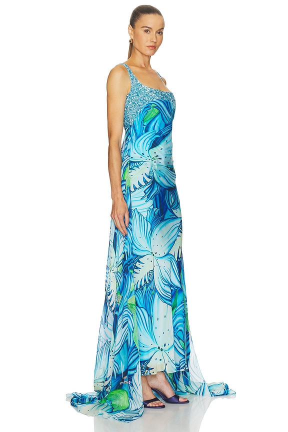view 2 of 4 Floral Pixie Trail Dress in Blue