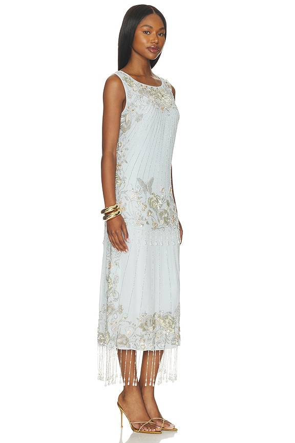 Aquamarine Frosted Bloom Midi Dress