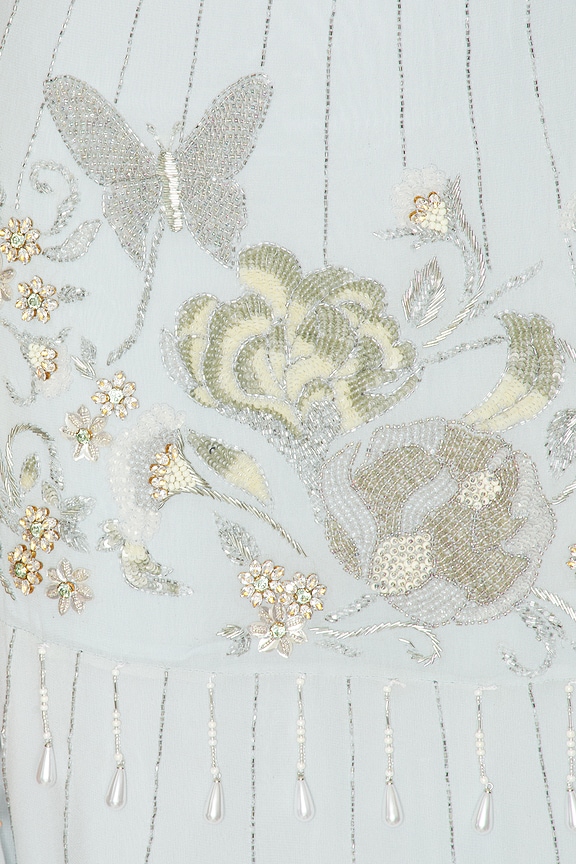 Aquamarine Frosted Bloom Midi Dress