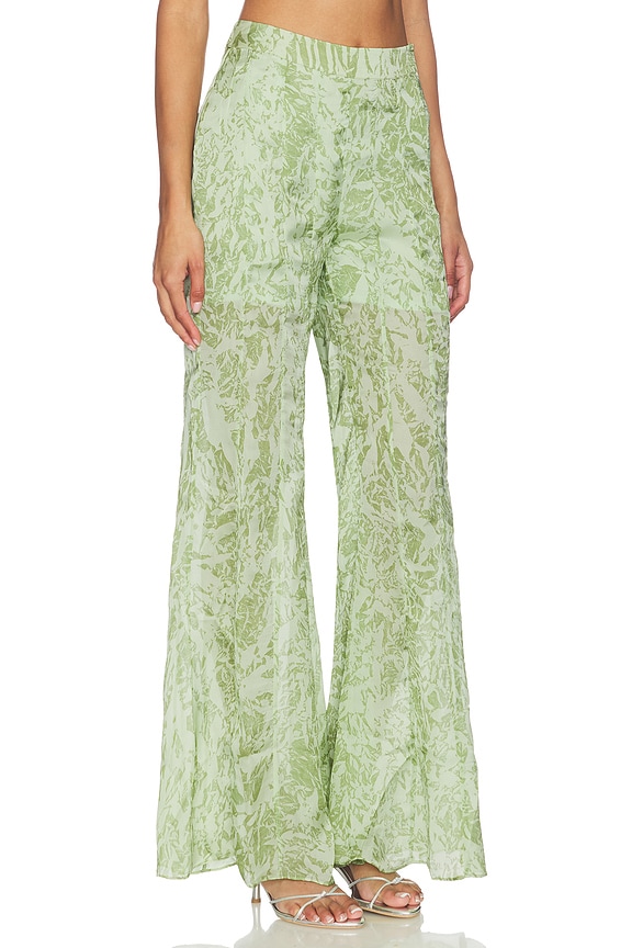 view 2 of 6 Mistleaf Ruffle Printed Pant in Green