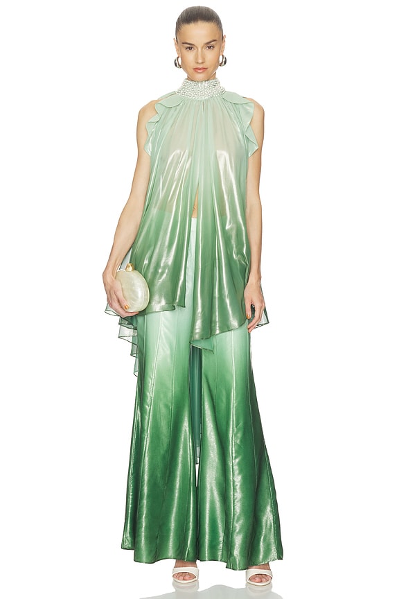 view 1 of 4 Iridescent Sage Embroidered Top in Iridescent Sage