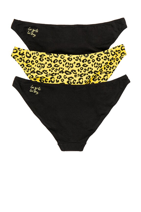 view 2 of 2 SLIP 3 PACK MINI BRIEF in Black & Yellow Leopard