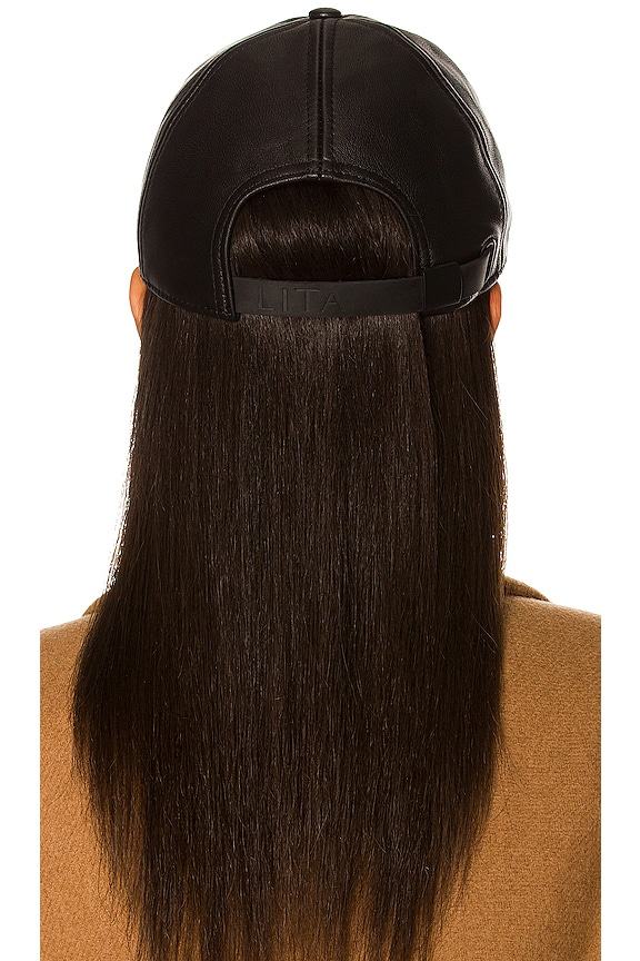 view 2 of 3 Leather Baseball Cap in Black