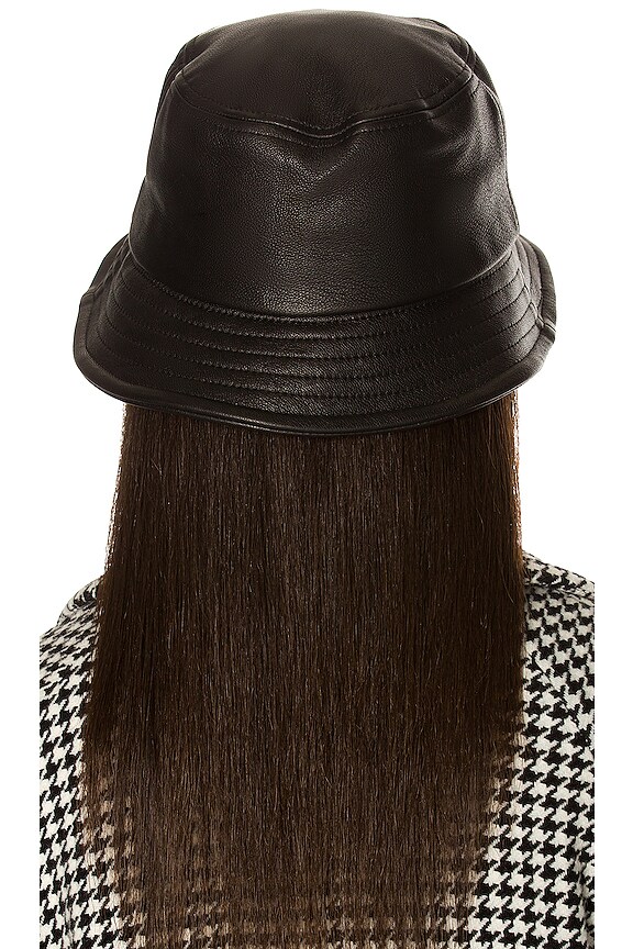 view 2 of 3 Leather Bucket Hat in Black