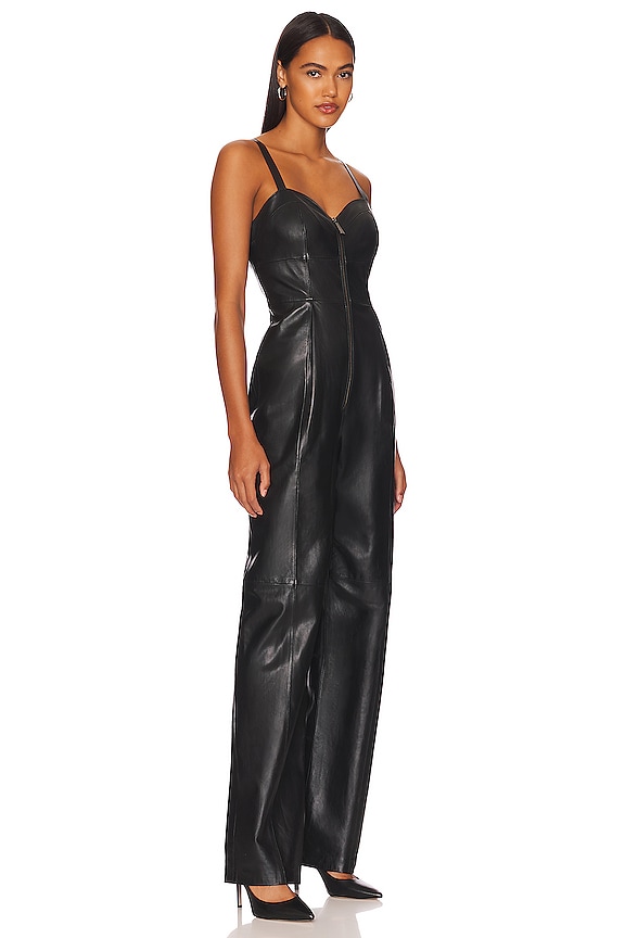 view 2 of 3 Leather Bustier Jumpsuit in Black