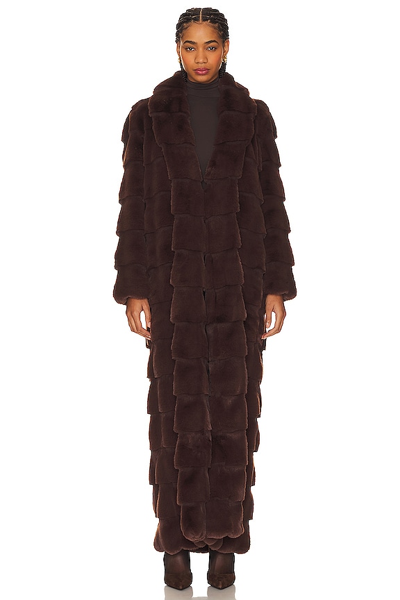 view 2 of 4 Floor Length Faux Fur Coat in Chicory Coffee