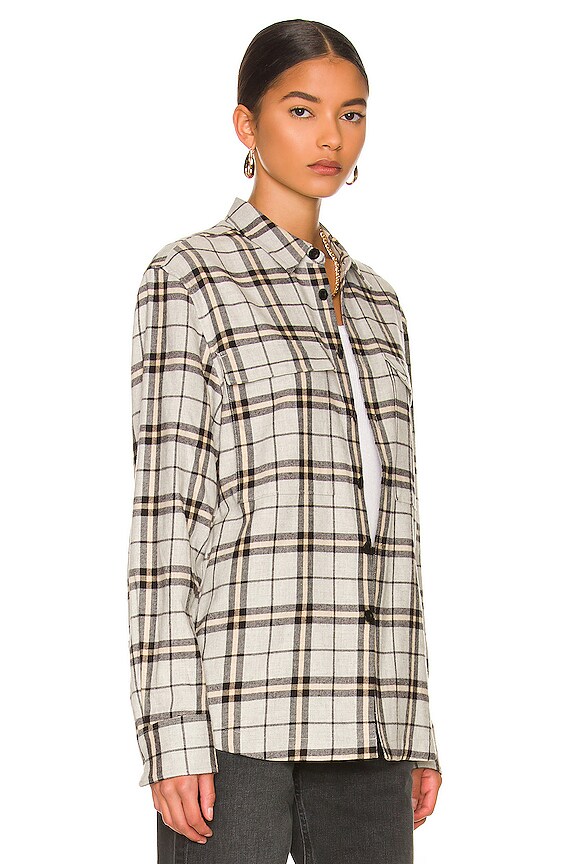 view 2 of 4 VESTE CHEMISE ROOTED PLAID in Milk Hazelnut Plaid
