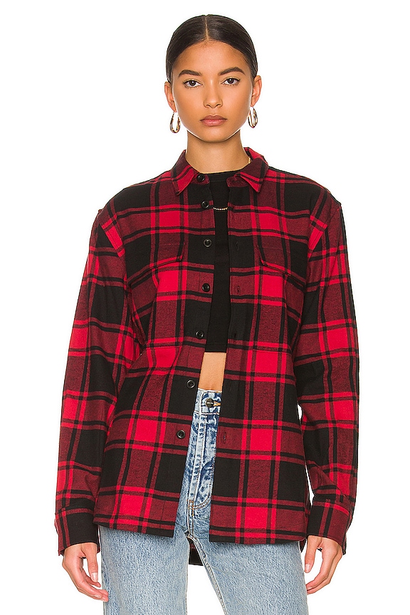 LITA by Ciara Rooted Plaid Shirt Jacket in Salsa Brushed Plaid | REVOLVE