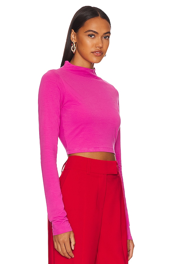 view 2 of 4 Young & Fun Longsleeve Crop Top in Pink
